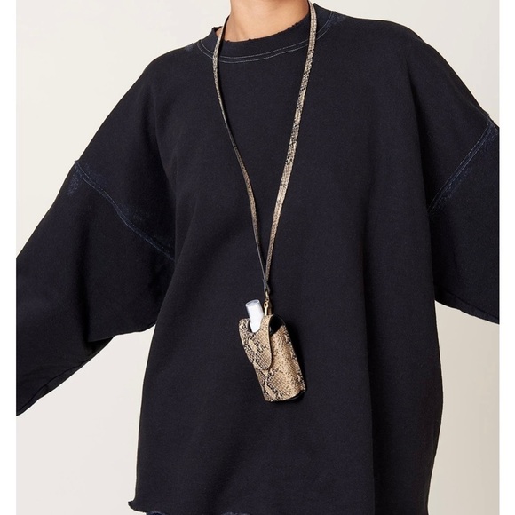 Rachel Comey Leather lanyard snakeskin print‎ necklace with hand sanitizer spray - Picture 1 of 4